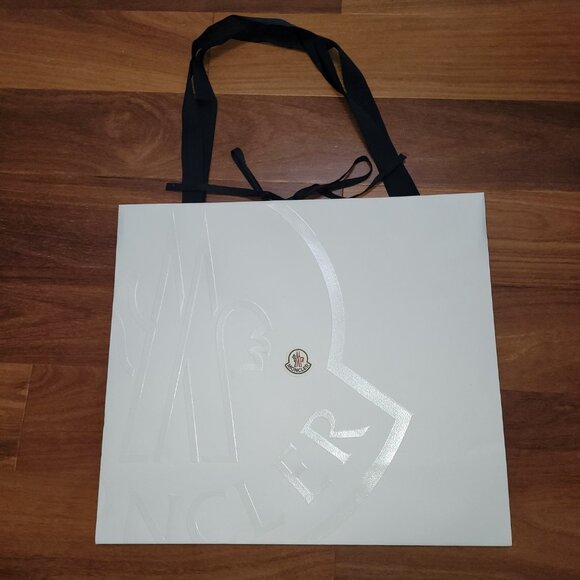 Moncler White Gift Bag Embossed Logo Empty Reusable Decorative Shopping 19 x 16 - Picture 3 of 15